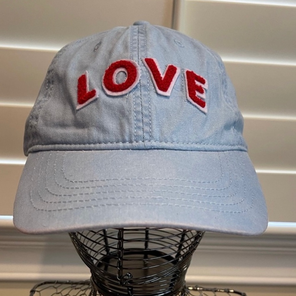 LOVE Baseball Hat - Light Blue and Red - Picture 1 of 3